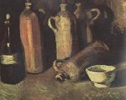 Vincent Van Gogh Still Life with Four Stone Bottles,Flask and White Cup (nn04) Norge oil painting reproduction